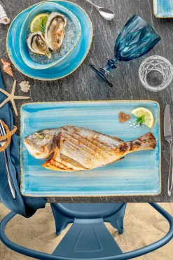 Viadurini Kitchen Teller Set-Set mit 16 modernen Design-Gerichten aus elegantem farbigem Steinzeug - Simba