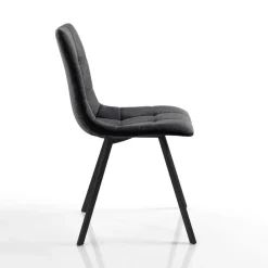 Viadurini Living Moderne Stühle-Set mit 4 Stühlen aus anthrazitfarbenem Stoff und schwarzem Stahl – Anthrazit