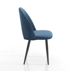 Viadurini Living Moderne Stühle-Set mit 4 Stühlen aus blauem Stoff mit Samteffekt – Dalmatiner