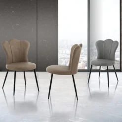 Viadurini Living Moderne Stühle-Set mit 4 Stühlen aus Kunstleder in Antikoptik – Bernstein