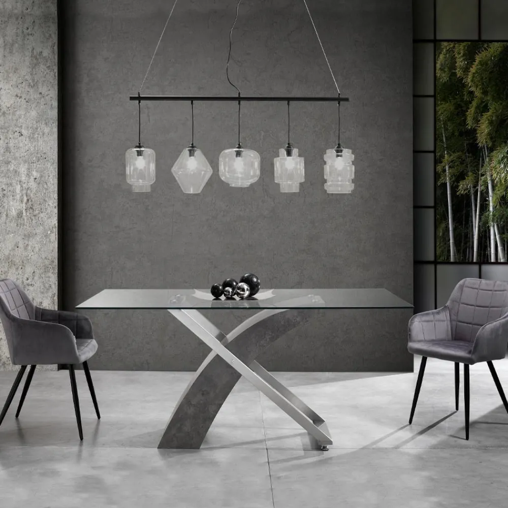 Viadurini Living Moderne Stühle-Set mit 2 Stühlen aus Stoff mit Samteffekt – Plutonium