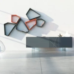 Viadurini Living Sideboards-Sideboard aus graphitgrauem MDF mit Glasfüßen Made in Italy - Zelia