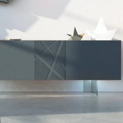 Viadurini Living Sideboards-Sideboard aus graphitgrauem MDF mit Glasfüßen Made in Italy - Zelia