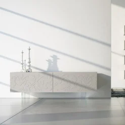 Viadurini Living Sideboards-Sideboard aus hellgrauem MDF mit Glasfüßen Made in Italy - Germena