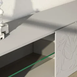 Viadurini Living Sideboards-Sideboard aus hellgrauem MDF mit Glasfüßen Made in Italy - Germena
