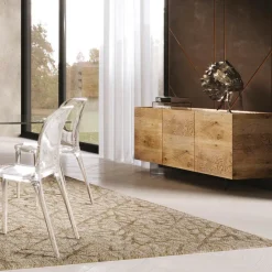 Viadurini Living Anrichte-Sideboard aus Holz mit 3 Türen mit Sockel aus gehärtetem Kristall Made in Italy - Soraya