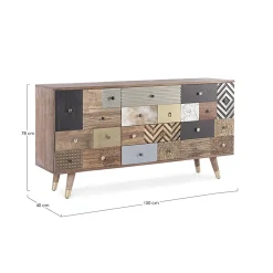 Viadurini Living Sideboards-Sideboard aus Mangoholz 2 Türen 4 Schubladen Ethnischer Stil Homemotion - Aurier