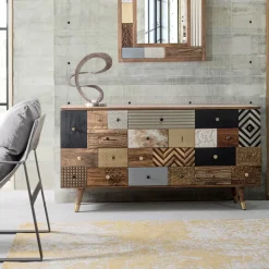 Viadurini Living Sideboards-Sideboard aus Mangoholz 2 Türen 4 Schubladen Ethnischer Stil Homemotion - Aurier