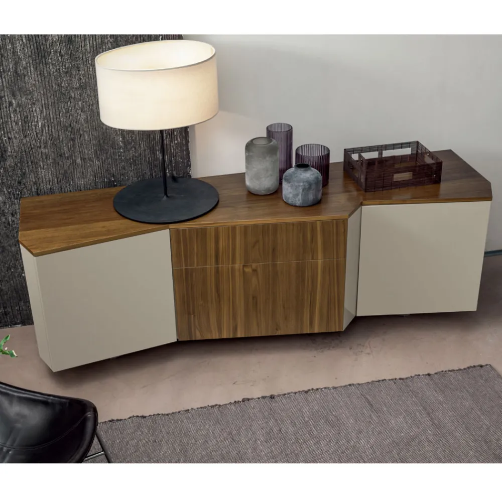 Viadurini Living Sideboards-Sideboard aus Mdf mit 2 Türen und 2 hervorstehenden Schubladen schräge Seiten - Caspiter
