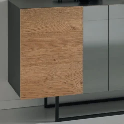 Viadurini Living Sideboards-Sideboard aus Melamin mit 3 Eichentüren und Spiegel Made in Italy - Romina