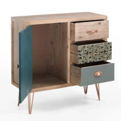 Viadurini Living Anrichte-Sideboard mit 1 Tür und 3 farbigen Schubladen – Hassio