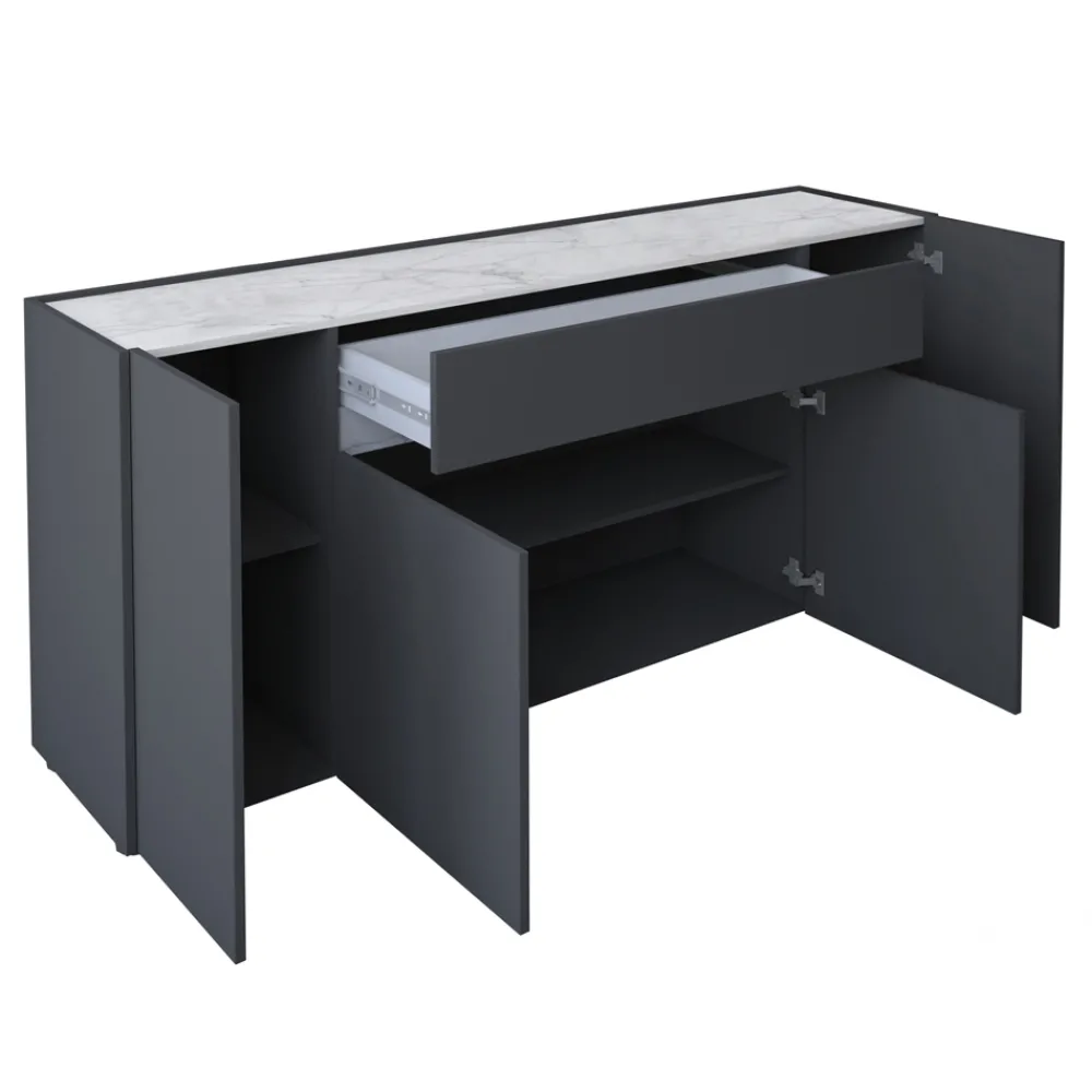 Viadurini Living Sideboards-Sideboard mit 4 Türen und 1 Schublade aus ökologischen Holzpartikelplatten – Jod