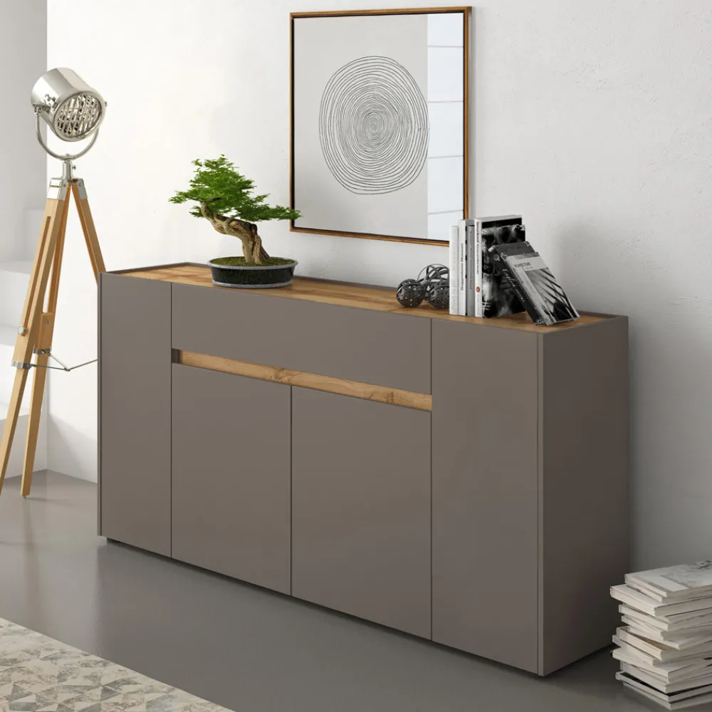 Viadurini Living Sideboards-Sideboard mit 4 Türen und 1 Schublade aus ökologischen Holzpartikelplatten – Jod