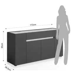 Viadurini Living Sideboards-Sideboard mit 4 Türen und 1 Schublade aus ökologischen Holzpartikelplatten – Jod