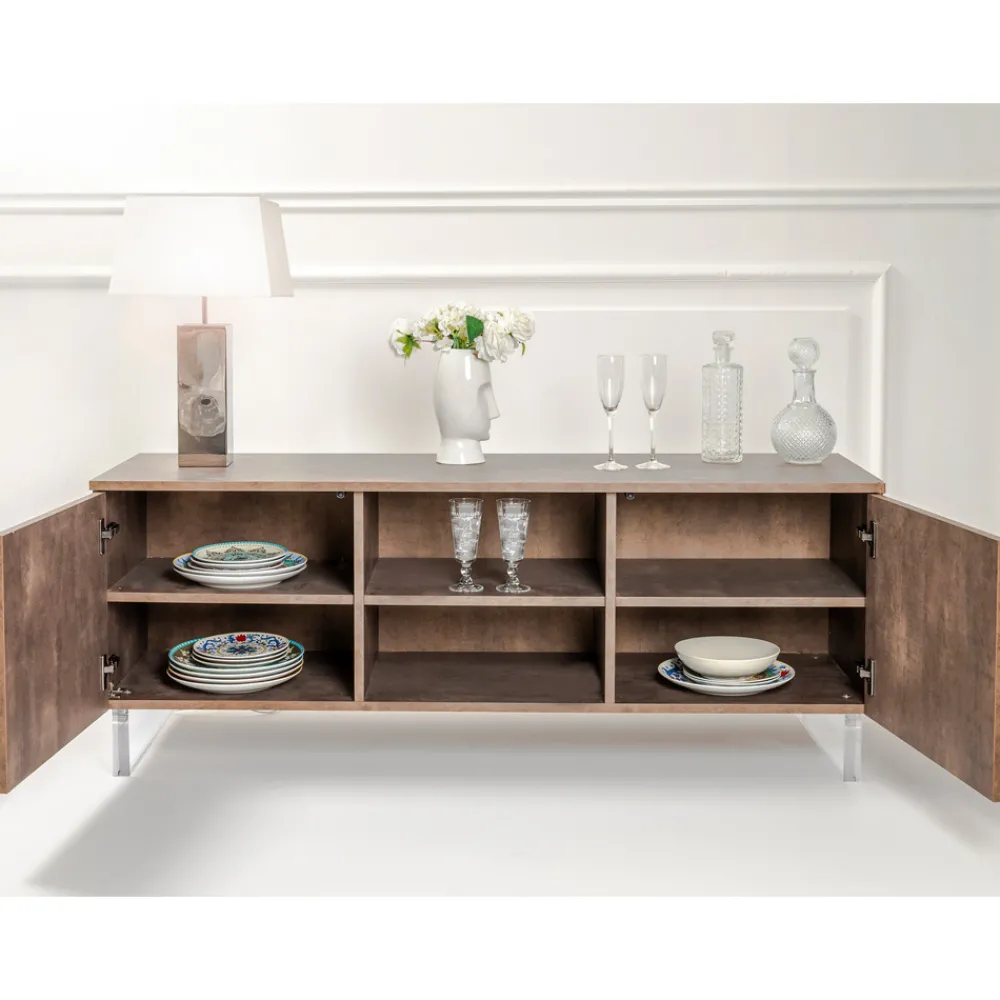 Viadurini Living Sideboards-Sideboard mit 2 Türen und 2 zentralen offenen Fächern aus Melamin, hergestellt in Italien – Minnie