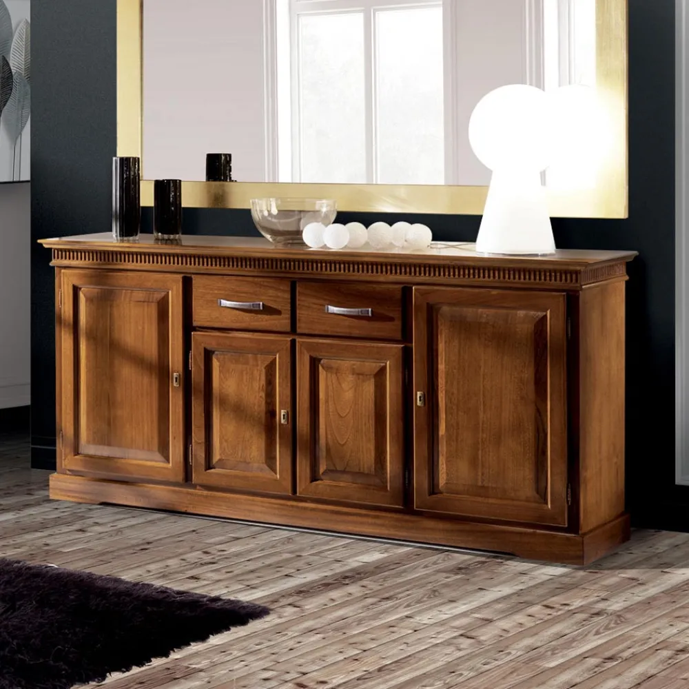 Viadurini Classic Anrichte-Sideboard mit 4 Türen und 2 Schubladen aus Bassano-Holz, hergestellt in Italien – Tanit