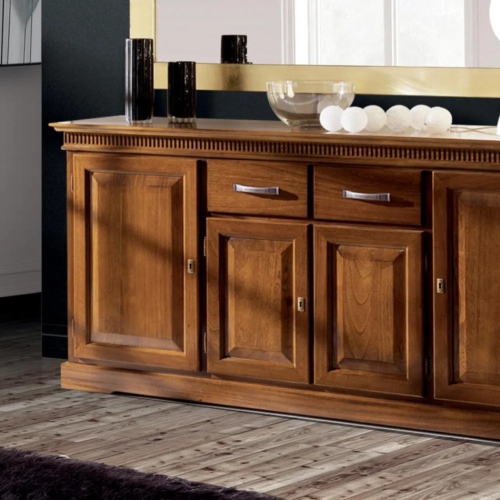 Viadurini Classic Anrichte-Sideboard mit 4 Türen und 2 Schubladen aus Bassano-Holz, hergestellt in Italien – Tanit