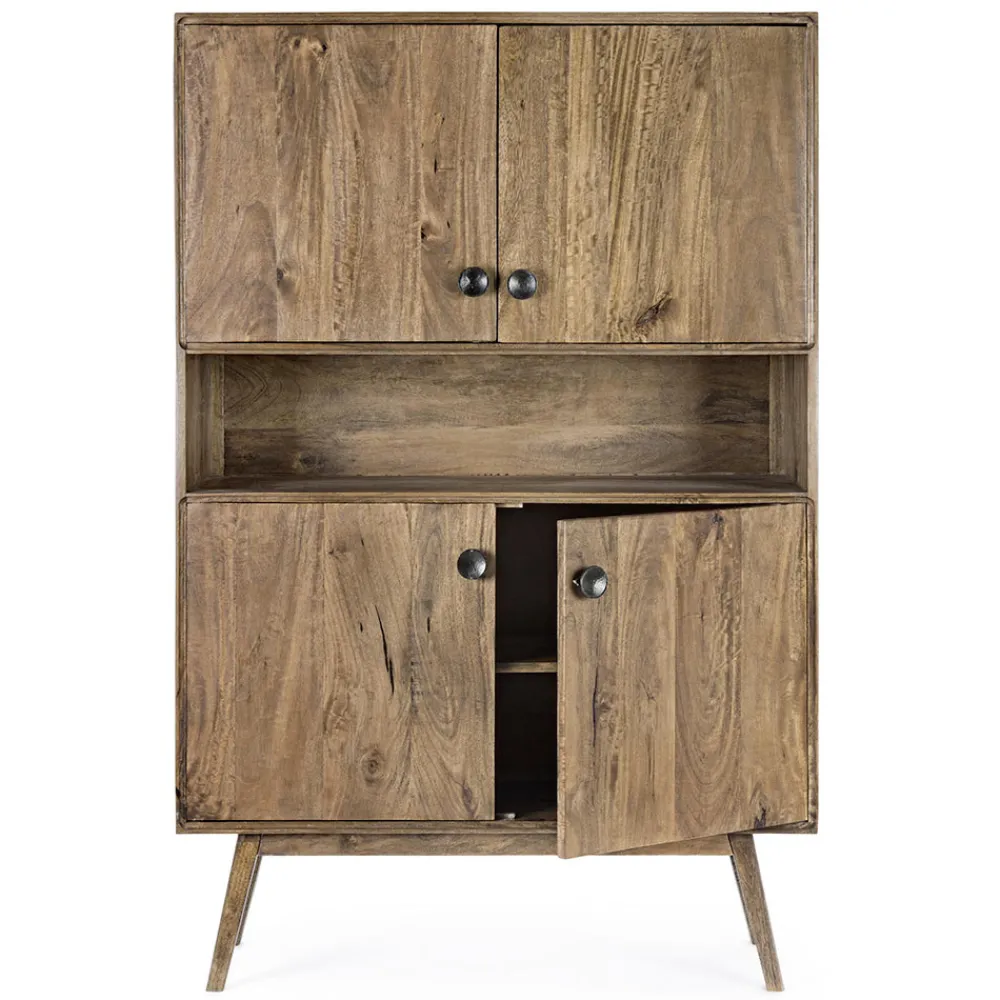 Viadurini Living Sideboards-Sideboard mit 4 Türen und Regal aus Mangoholz im Vintage-Stil - Desiderio