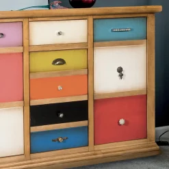 Viadurini Classic Anrichte-Sideboard mit farbigen Schubladen und verschiedenen Griffen, hergestellt in Italien – Shiva