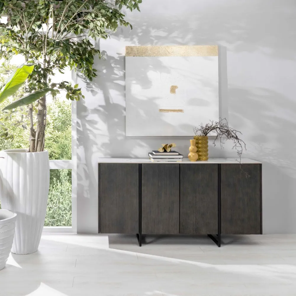 Viadurini Living Sideboards-Sideboard mit MDF, Keramikstruktur und 4 Türen mit Soft-Closing – Click