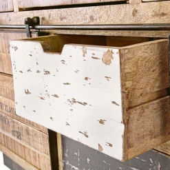 Viadurini Living Anrichte-Sideboard mit Struktur aus Mangoholz und Stahl im Industriestil - Vidia