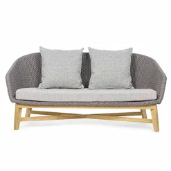 Viadurini in the Garden Gartensofas-2-Sitzer Outdoor-Sofa aus Stoff mit Teakstruktur, Homemotion - Azeno