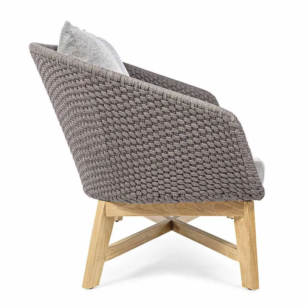 Viadurini in the Garden Gartensofas-2-Sitzer Outdoor-Sofa aus Stoff mit Teakstruktur, Homemotion - Azeno