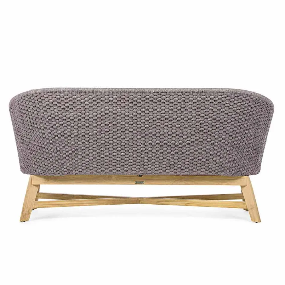 Viadurini in the Garden Gartensofas-2-Sitzer Outdoor-Sofa aus Stoff mit Teakstruktur, Homemotion - Azeno