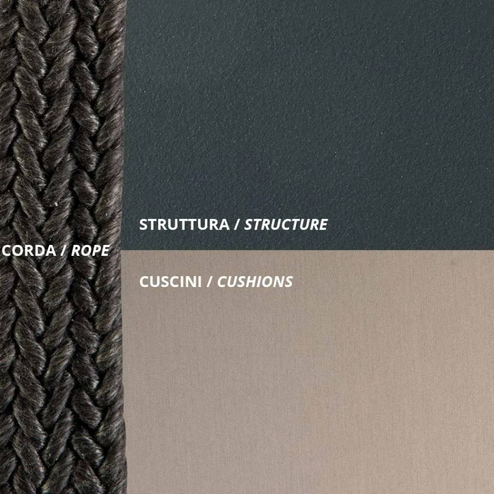 Viadurini in the Garden Gartenideen|Gartensofas-2-Sitzer Schaukelstuhl aus Metall und Seil mit Stoffsitz Hergestellt in Italien - Mari