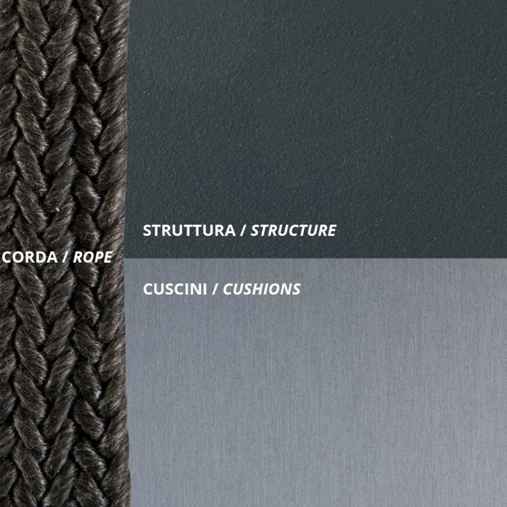 Viadurini in the Garden Gartenideen|Gartensofas-2-Sitzer Schaukelstuhl aus Metall und Seil mit Stoffsitz Hergestellt in Italien - Mari