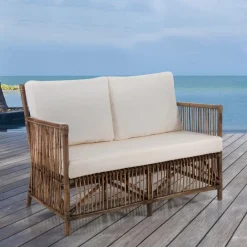 Viadurini in the Garden Gartensofas-2-Sitzer-Außen- und Innensofa aus Rattan und Kissen aus 100 % Baumwolle – Boire