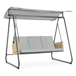 Viadurini in the Garden Gartenideen-3-Sitzer-Außenschaukel aus Stahl und Polyrattan-Armlehnen – Settle