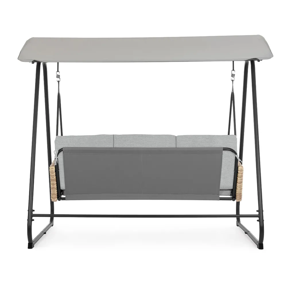 Viadurini in the Garden Gartenideen-3-Sitzer-Außenschaukel aus Stahl und Polyrattan-Armlehnen – Settle