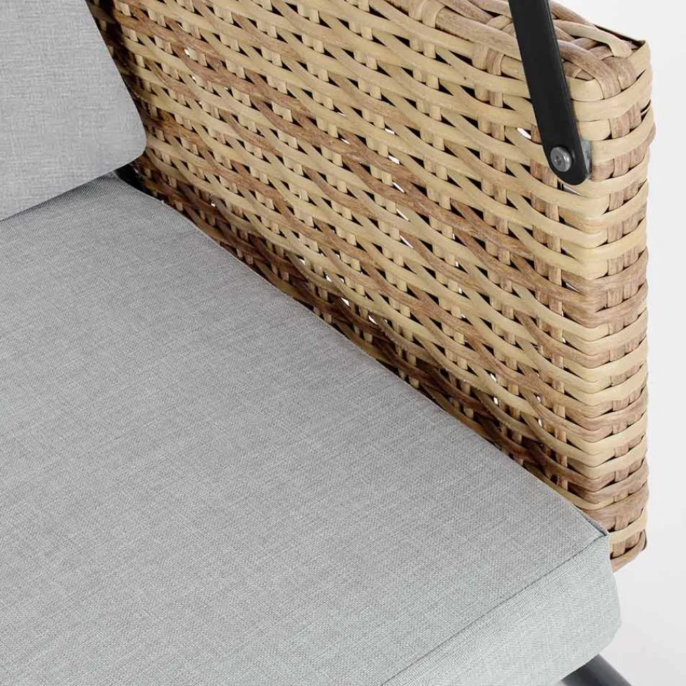 Viadurini in the Garden Gartenideen-3-Sitzer-Außenschaukel aus Stahl und Polyrattan-Armlehnen – Settle