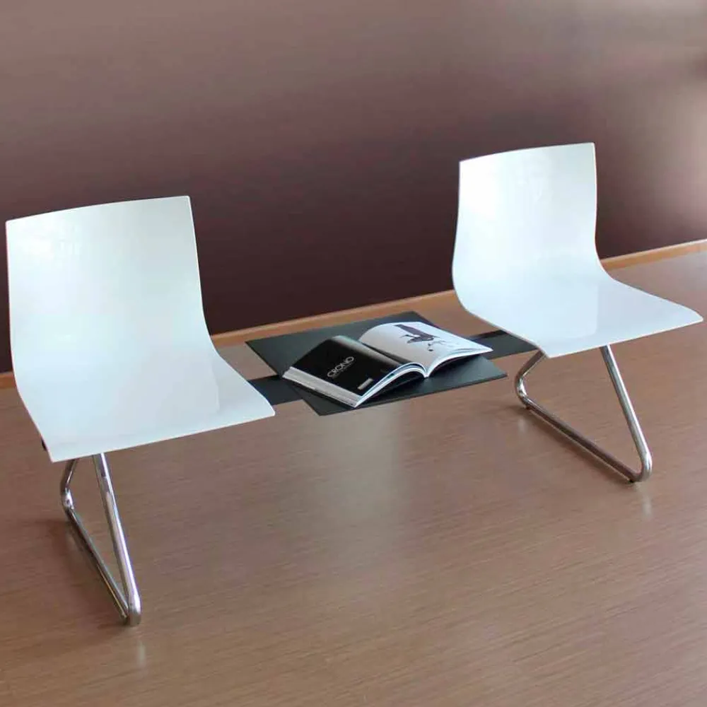 Viadurini Living Bürostühle-2-Sitzer-Bürobank mit Couchtisch aus Stahl und farbigem Technopolymer - Verenza