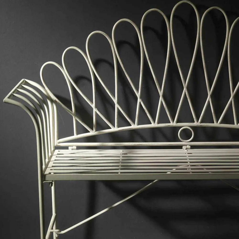 Viadurini in the Garden Gartenbänke-2-Sitzer-Gartenbank aus Metall, elfenbeinfarben - Glue