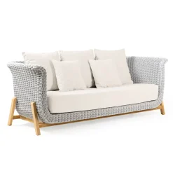 Viadurini in the Garden Gartensofas-3-Sitzer-Gartensofa aus Teakholz und Seilgeflecht - Arjuna