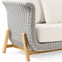 Viadurini in the Garden Gartensofas-3-Sitzer-Gartensofa aus Teakholz und Seilgeflecht - Arjuna