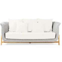 Viadurini in the Garden Gartensofas-3-Sitzer-Gartensofa aus Teakholz und Seilgeflecht - Arjuna