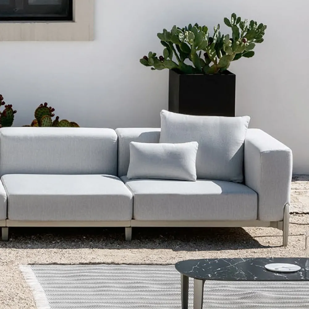 Viadurini in the Garden Gartensofas-3-Sitzer-Gartensofa mit Chaiselongue aus Aluminium und Stoff - Filomena