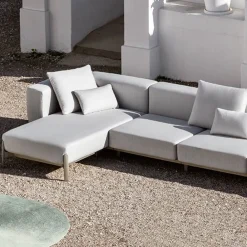 Viadurini in the Garden Gartensofas-3-Sitzer-Gartensofa mit Chaiselongue aus Aluminium und Stoff - Filomena