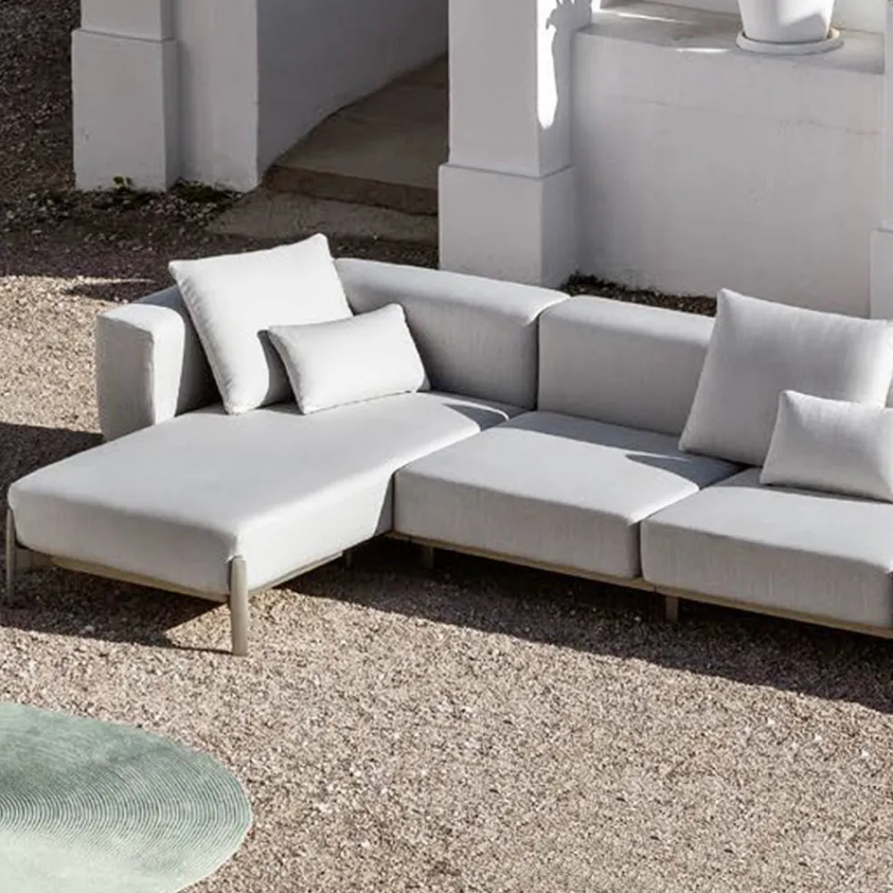 Viadurini in the Garden Gartensofas-3-Sitzer-Gartensofa mit Chaiselongue aus Aluminium und Stoff - Filomena
