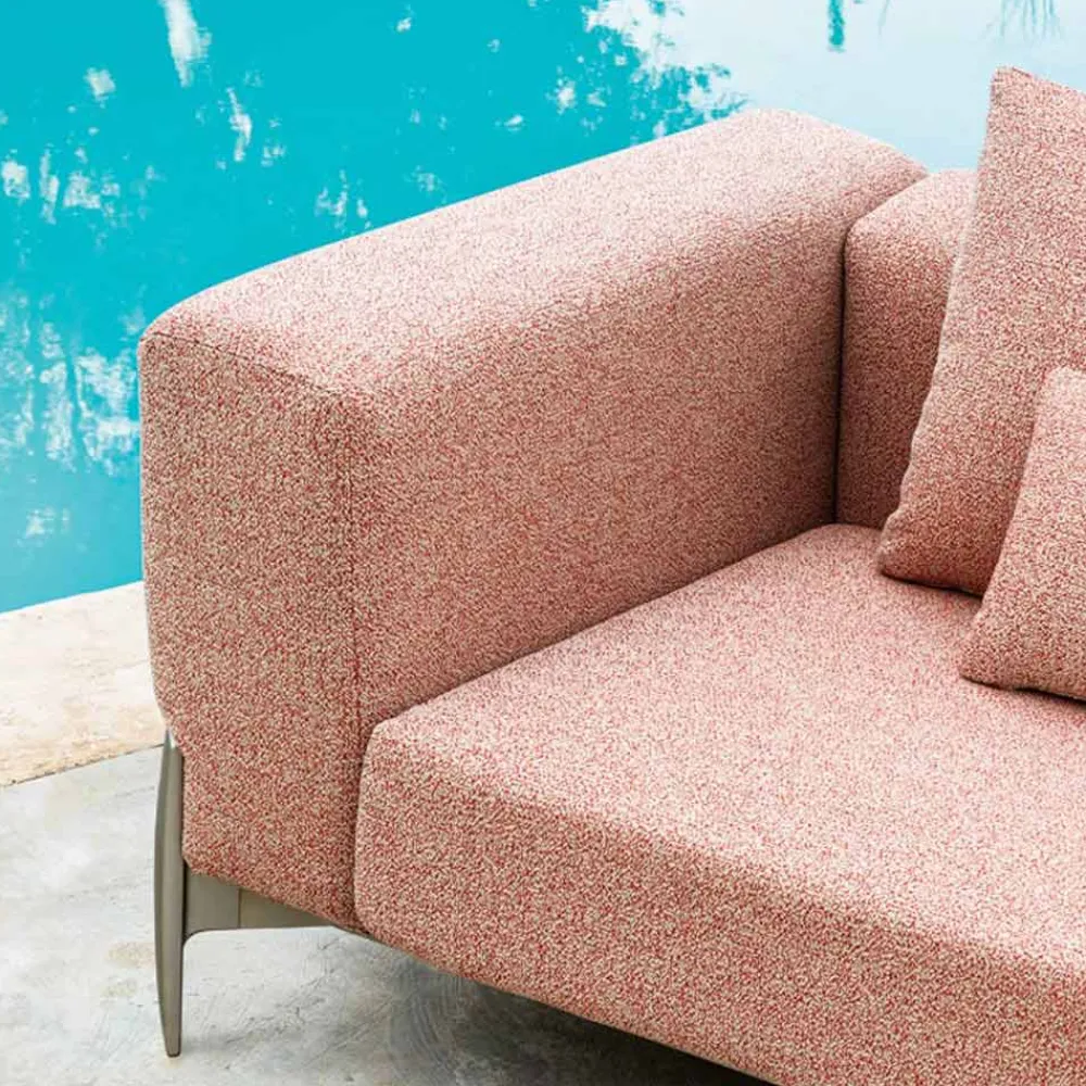 Viadurini in the Garden Gartensofas-3-Sitzer-Gartensofa mit Chaiselongue aus Aluminium und Stoff - Filomena