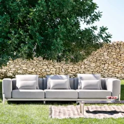 Viadurini in the Garden Gartensofas-3-Sitzer-Outdoor-Sofa aus Aluminium und hochwertigem Stoff - Filomena