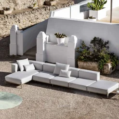 Viadurini in the Garden Gartensofas-3-Sitzer-Outdoor-Sofa aus Aluminium mit Hocker und Chaiselongue - Filomena
