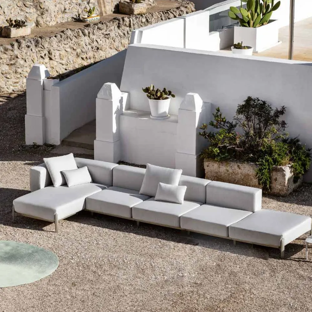 Viadurini in the Garden Gartensofas-3-Sitzer-Outdoor-Sofa aus Aluminium mit Hocker und Chaiselongue - Filomena