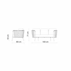 Viadurini in the Garden Gartensofas-2-Sitzer-Outdoor-Sofa aus Metall und Stoff mit Kissen Made in Italy - Olma