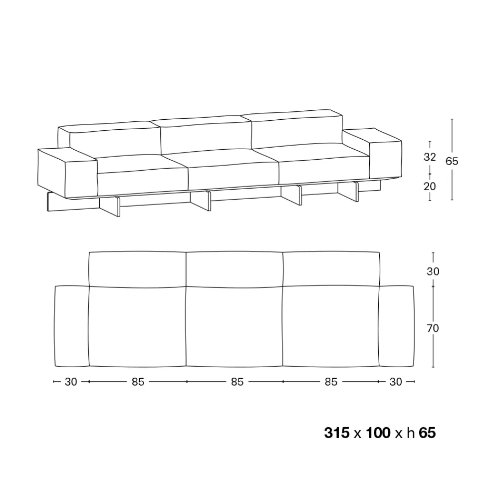 Viadurini Living Moderne Sofas-3-Sitzer-Sofa aus extraklarem Glas und Stoffsitz, hergestellt in Italien – Rory