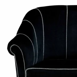 Viadurini Italian Sofas Moderne Sofas-2-Sitzer-Sofa aus schwarzem Samt mit Kontrastnähten Made in Italy - Caster