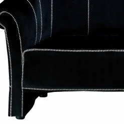 Viadurini Italian Sofas Moderne Sofas-2-Sitzer-Sofa aus schwarzem Samt mit Kontrastnähten Made in Italy - Caster